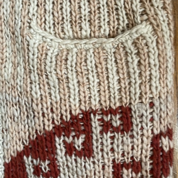 Free People Sz M Cream Peach & Rust Aztec Open Cardigan - Picture 4 of 7